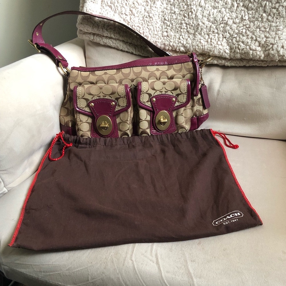 Brown and purple Coach bag
